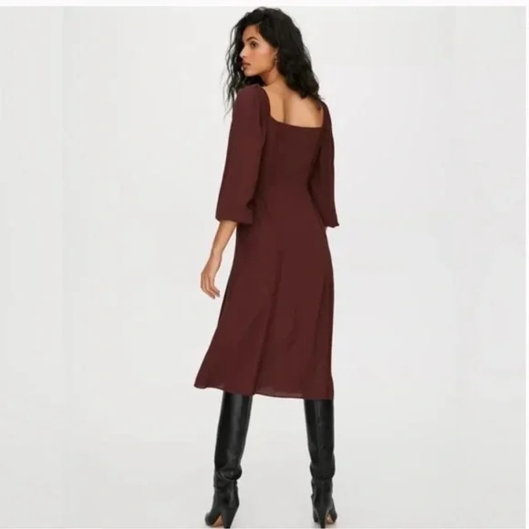 Aritzia Wilfred Le Bohème Troubadour square-neck puff-sleeve dress in black - Picture 3 of 9